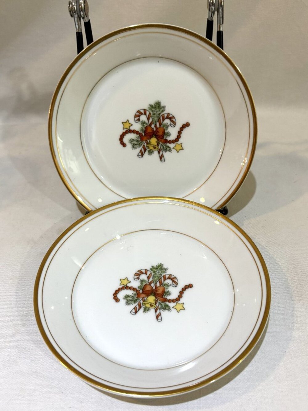 Pair VTG Fitz & Floyd St. Nicholas 1978 Christmas Candy Cane Condiment Dish